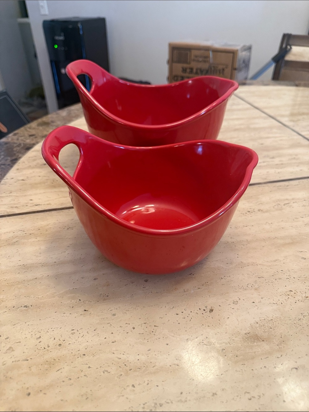 Rachael Ray Red Mixing Bowls with Handle and Pour Spout - Nesting Set